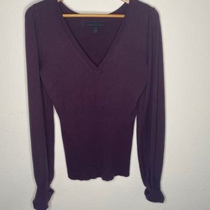 Eggplant V-neck Long Sleeve Knit Top
